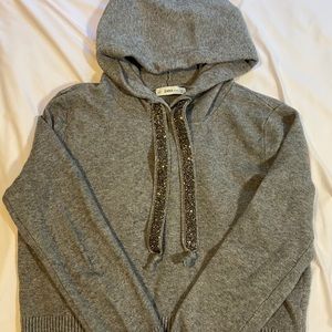 Grey Knit Crop Crystal Zara Sweatshirt